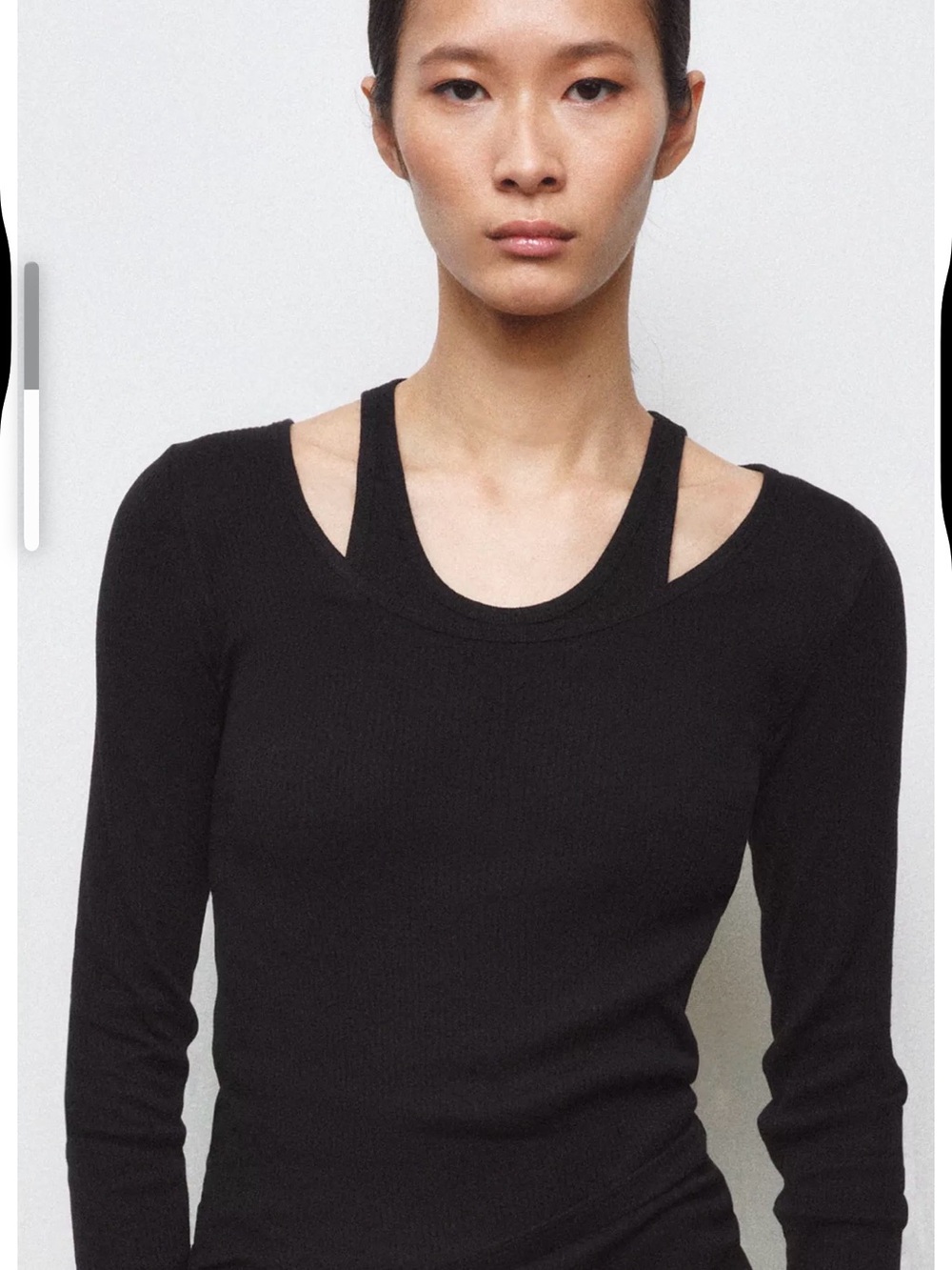 Zara Black Ribbed Long-Sleeve Top with Built-In Tank - Picture 3 of 9